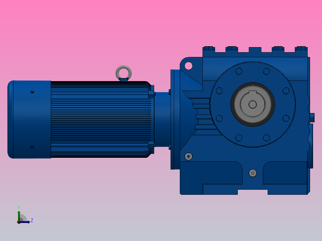 SA87空心轴安装斜齿-蜗轮蜗杆减速机SA87-YVE1.1-4P-166.43-M1-0°-B左视图