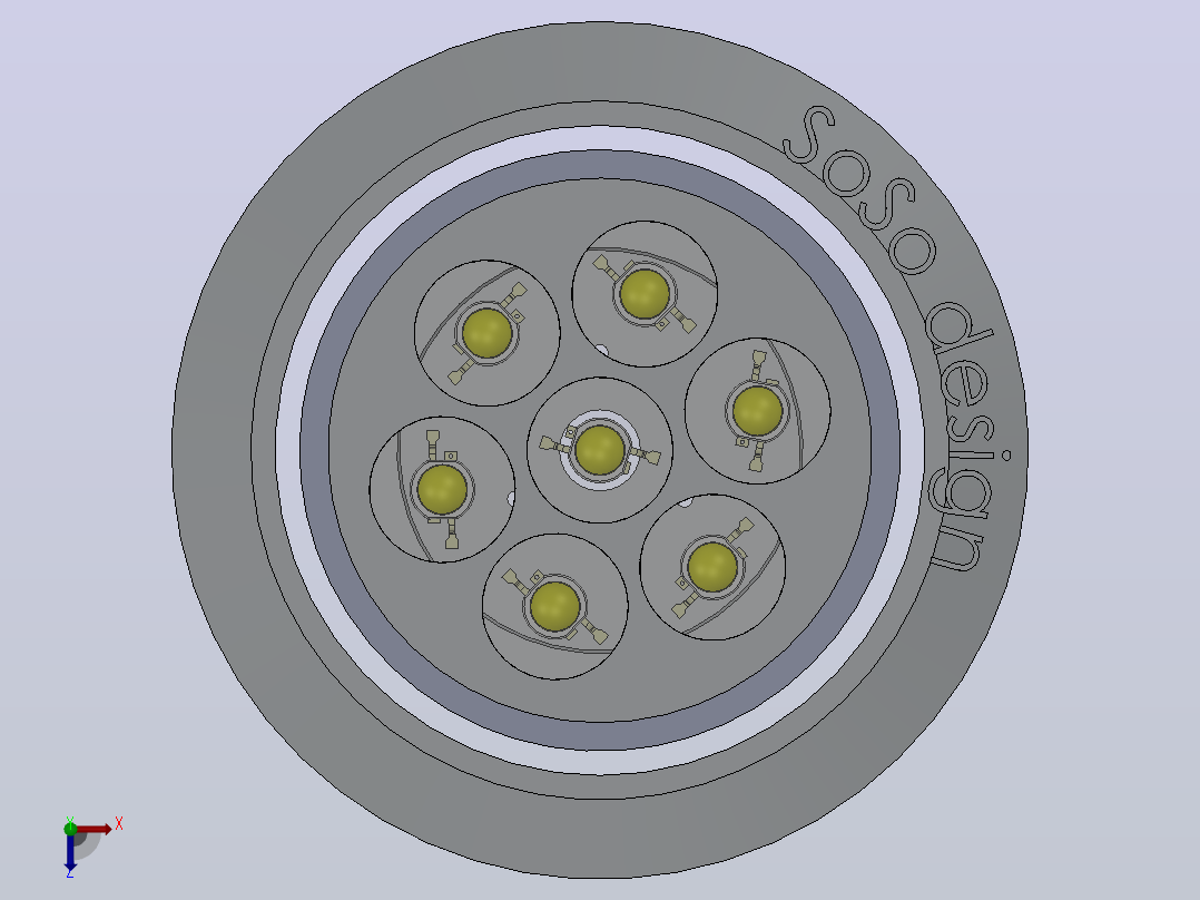 LED 灯 7 瓦俯视图