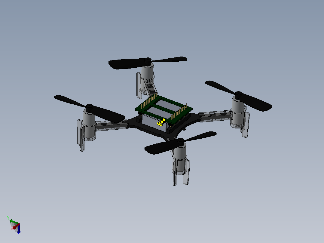 Crazyflie简易四轴无人机简易模型3D图纸+Solidworks设计主视图
