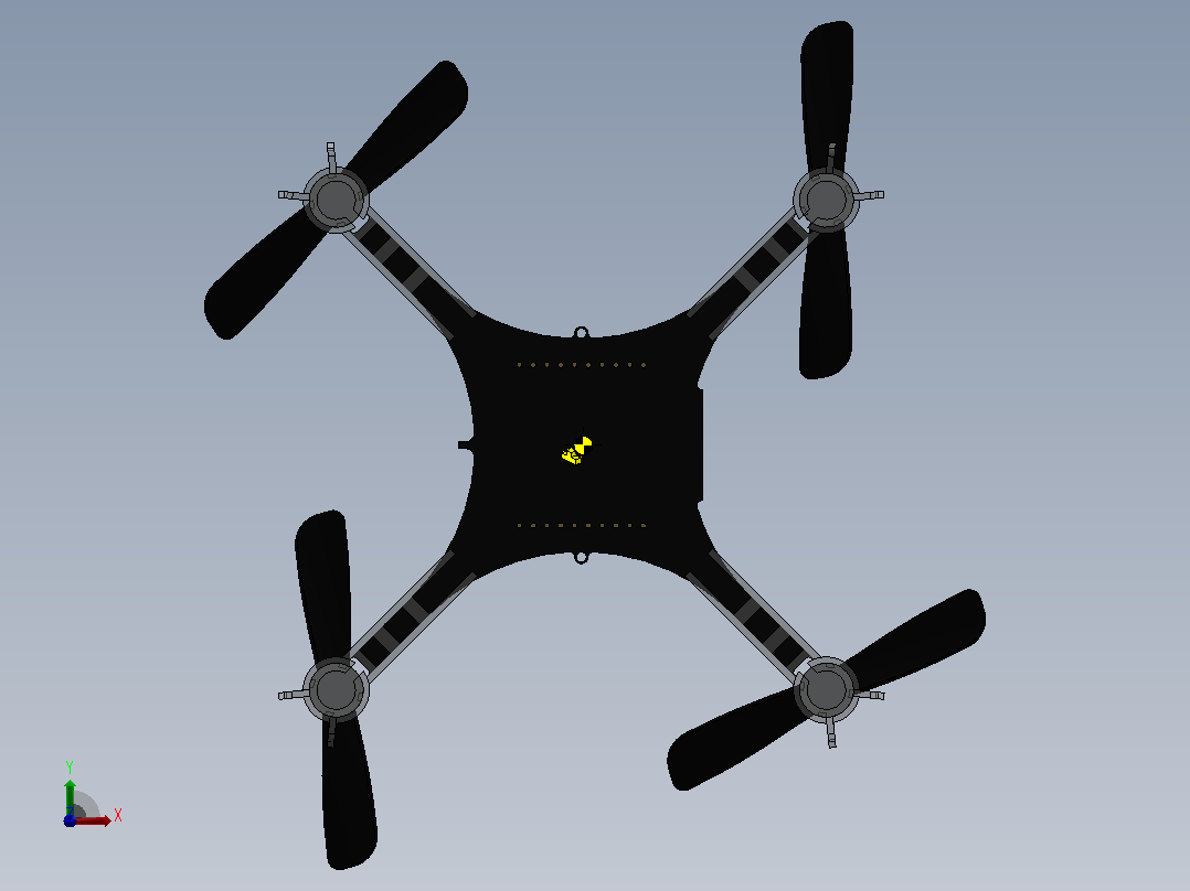Crazyflie简易四轴无人机简易模型3D图纸+Solidworks设计前视图