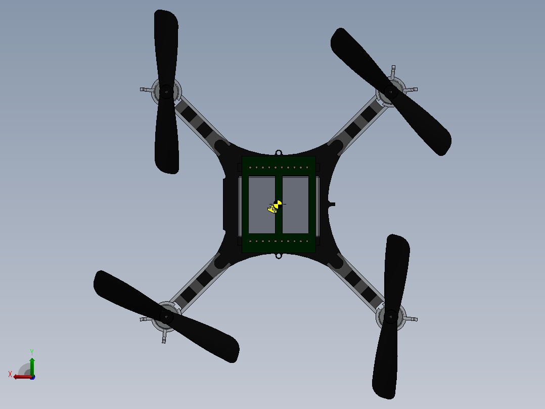 Crazyflie简易四轴无人机简易模型3D图纸+Solidworks设计后视图