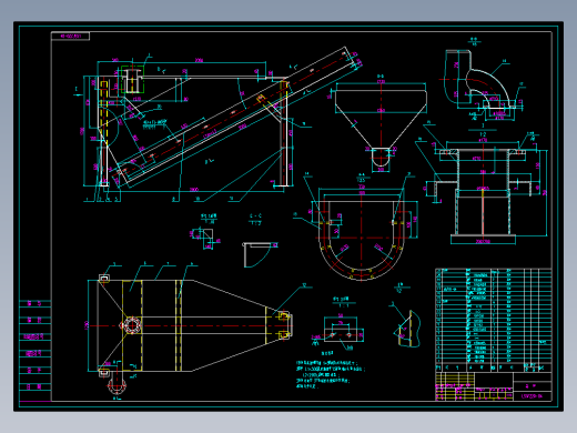 LSSF220螺旋式沙水分离器砂水分离机设备设计CAD详细加工图纸