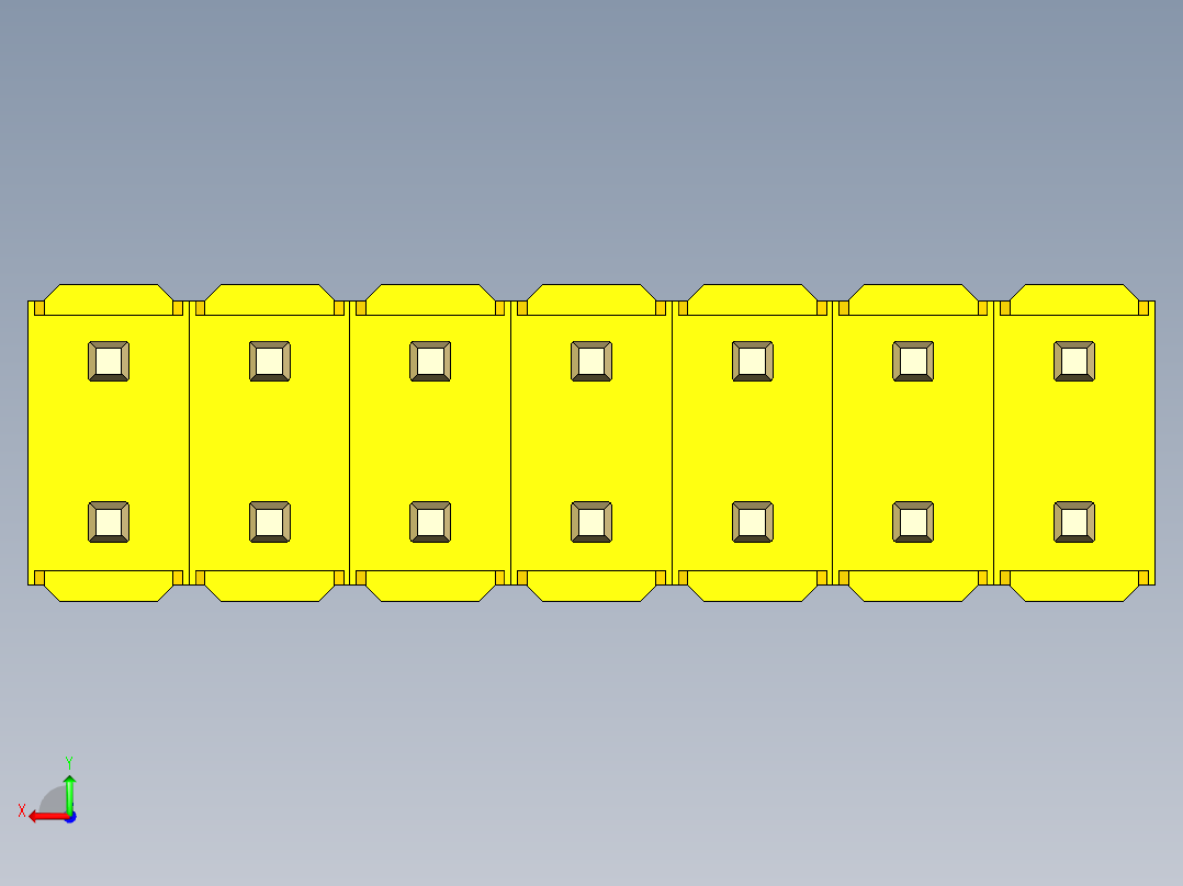 彩色公头100mil（2.54mm）系列-DS1021_yellow_2x07p_100mil_Type43_rev1.0后视图