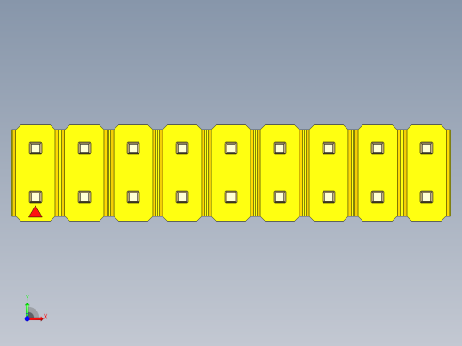 彩色公头100mil（2.54mm）系列-DS1021_yellow_2x09p_100mil_Type5_rev1.0前视缩略图