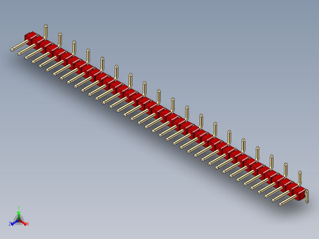 彩色公排针 100mil 2.54mm 系列-DS1022_red_39p_100mil_Type_SMT_R2_rev1.0主视图