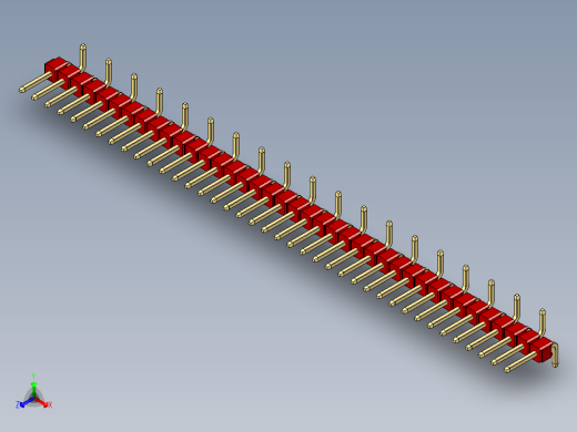 彩色公排针 100mil 2.54mm 系列-DS1022_red_39p_100mil_Type_SMT_R2_rev1.0正等轴测缩略图