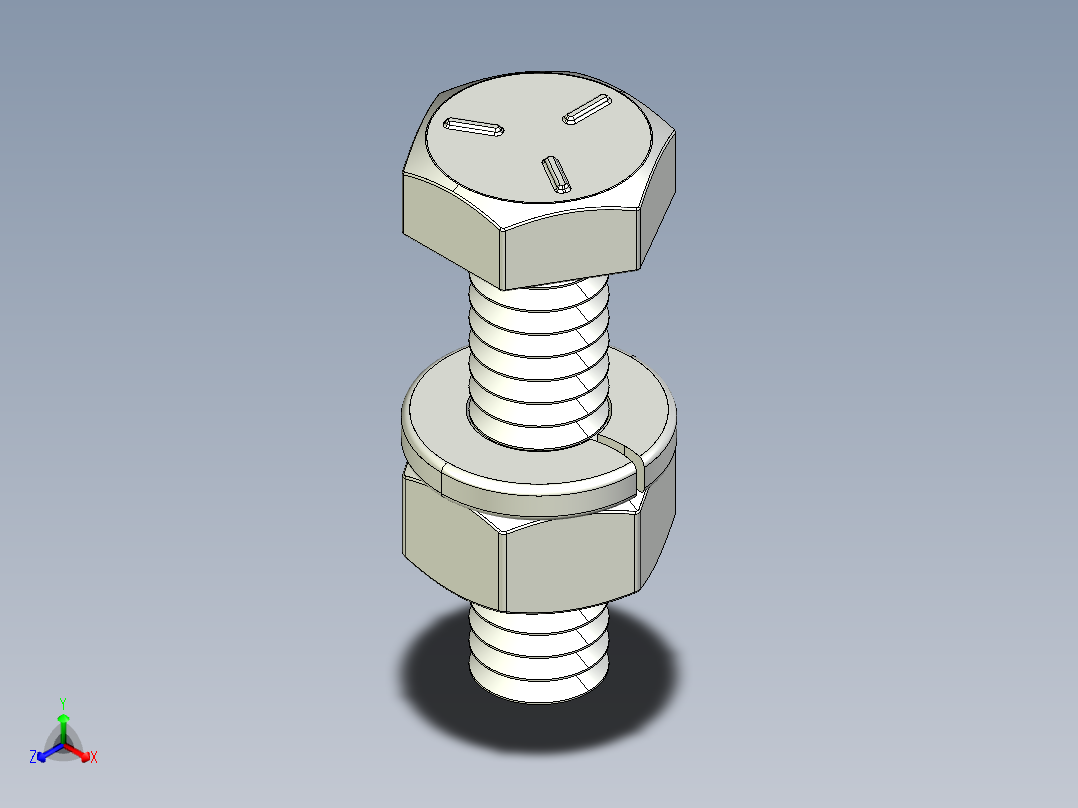 紧固件-IGES 0.2500 Hex Bolt-02主视图