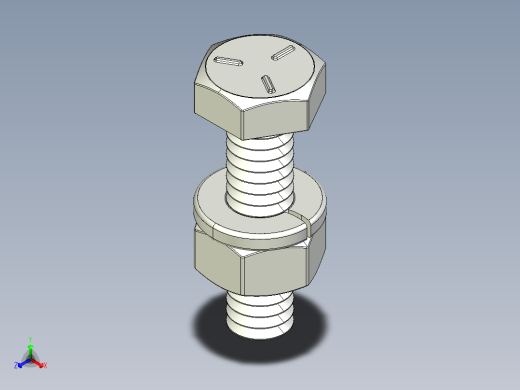 紧固件-IGES 0.2500 Hex Bolt-02正等轴测缩略图