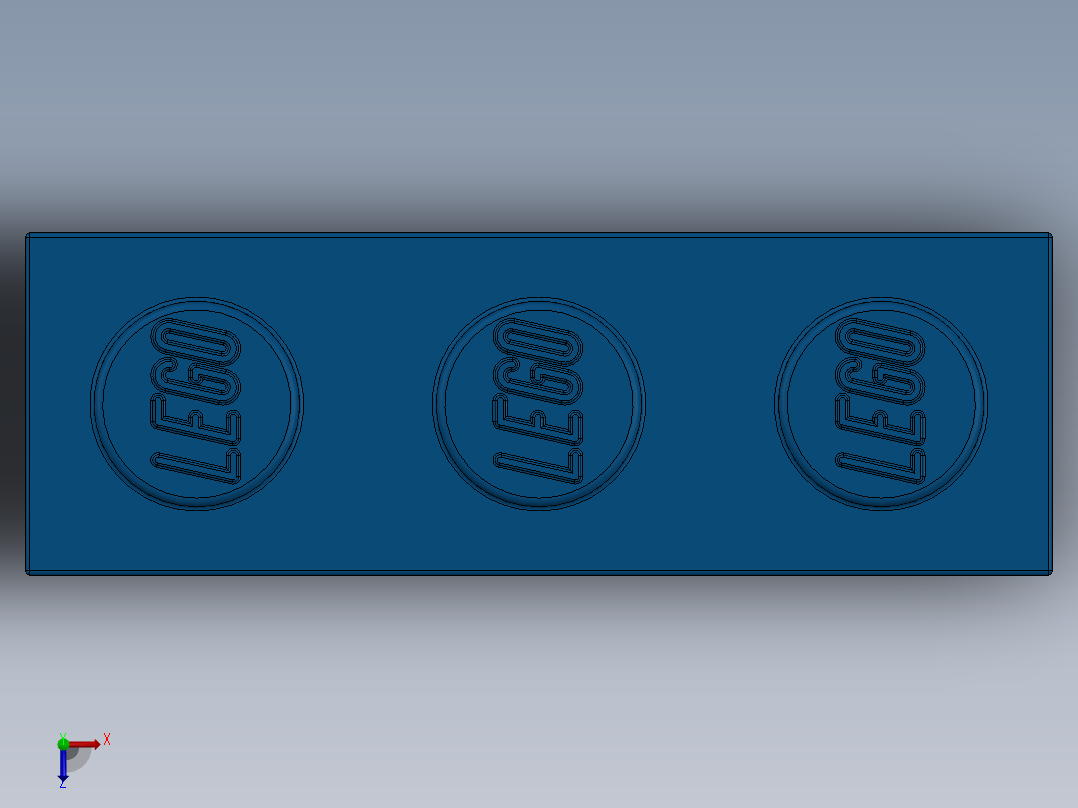 乐高套装 4421基本积木-362223 Bright Blue Brick 1 x 3.SLDPRT俯视图