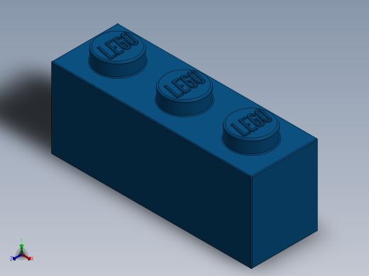 乐高套装 4421基本积木-362223 Bright Blue Brick 1 x 3.SLDPRT正等轴测缩略图