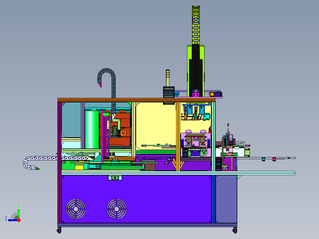 碳粉罐开盒装盒封胶带设备右视图