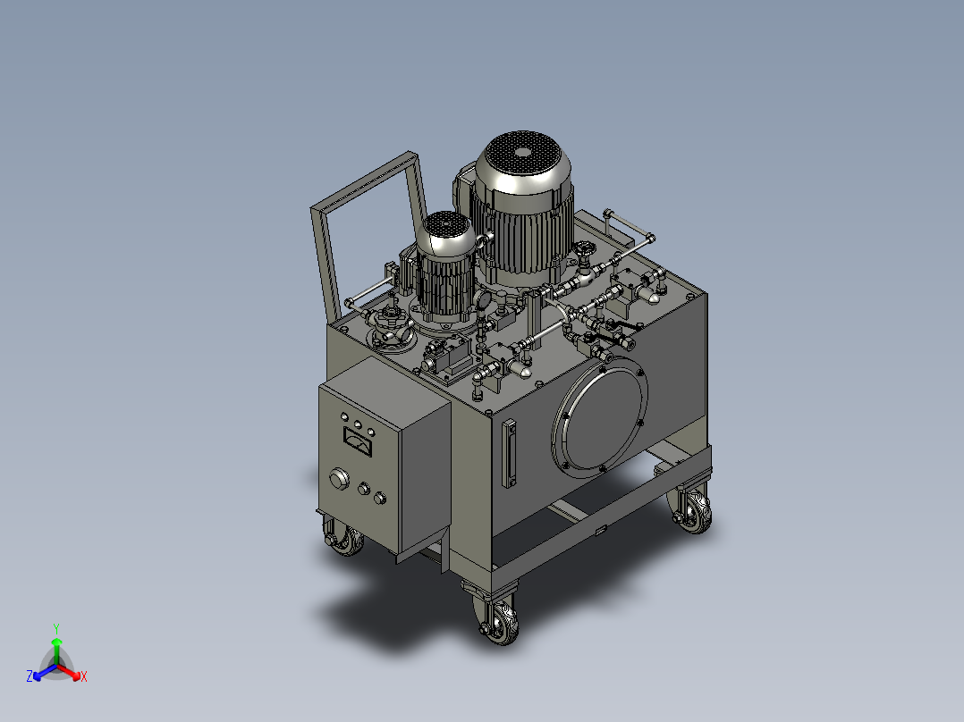 移动移动式HPU压力检测机正等轴测图