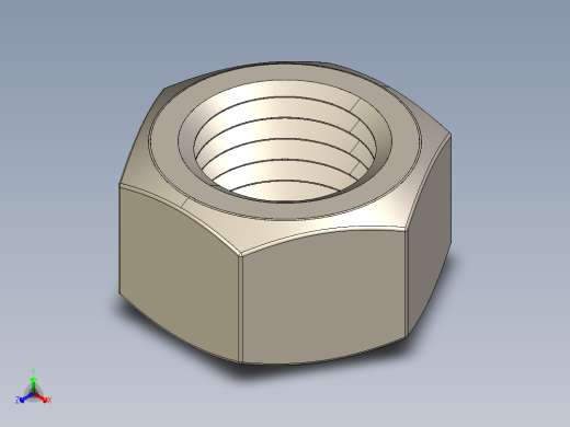 紧固件-IGES Raw Steel Nut 1.000正等轴测缩略图