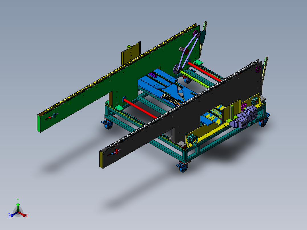 火焰处理输送线sw18正等轴测图