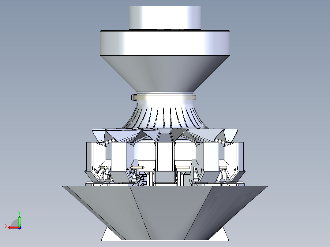 多头定量分料料斗后视图