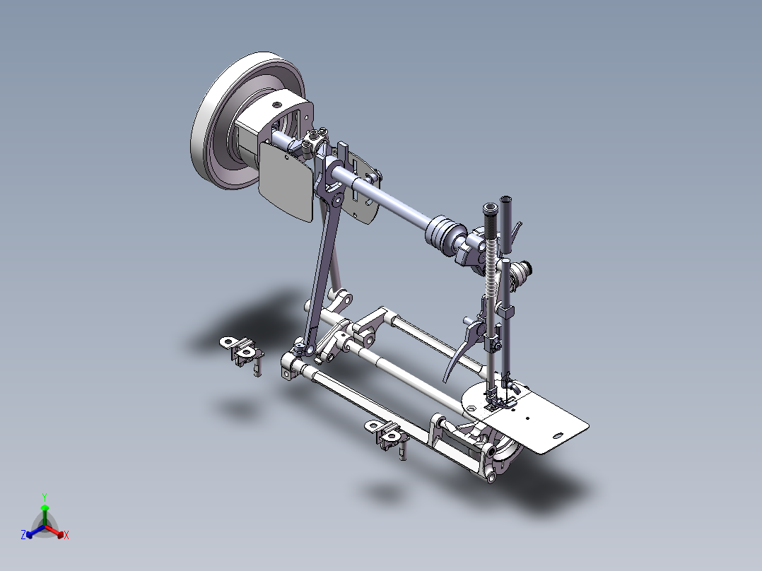 脚踏板式缝纫机正等轴测图