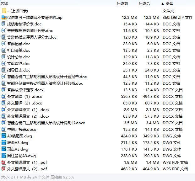 智能仓储自主移动机器人结构设计含开题及4张CAD图