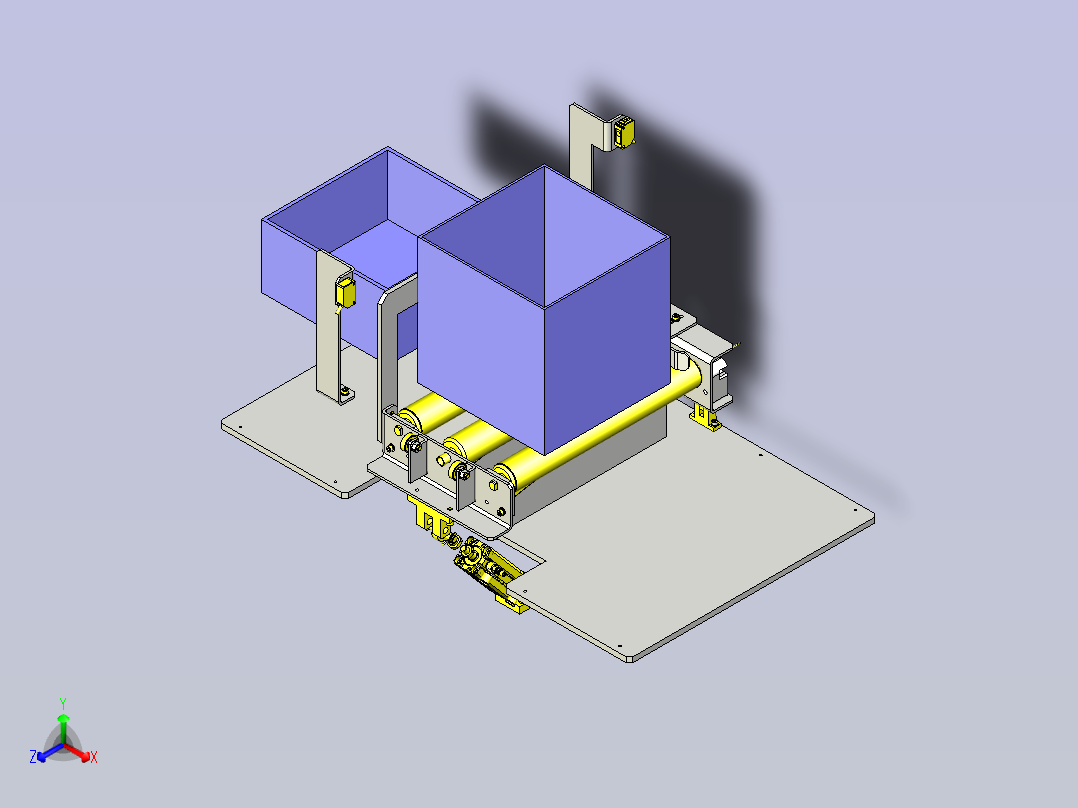 一款利用倾斜的分类（不同高度）机构3D模型主视图