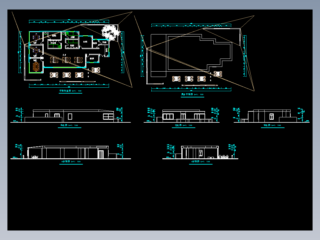 茶室茶餐厅cad平面立面+建筑su模型（亿象小站）