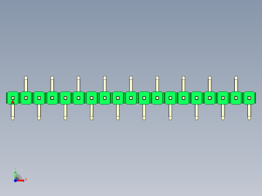 彩色公排针 100mil 2.54mm 系列-DS1022_green_19p_100mil_Type_SMT_R2_rev1.0前视缩略图