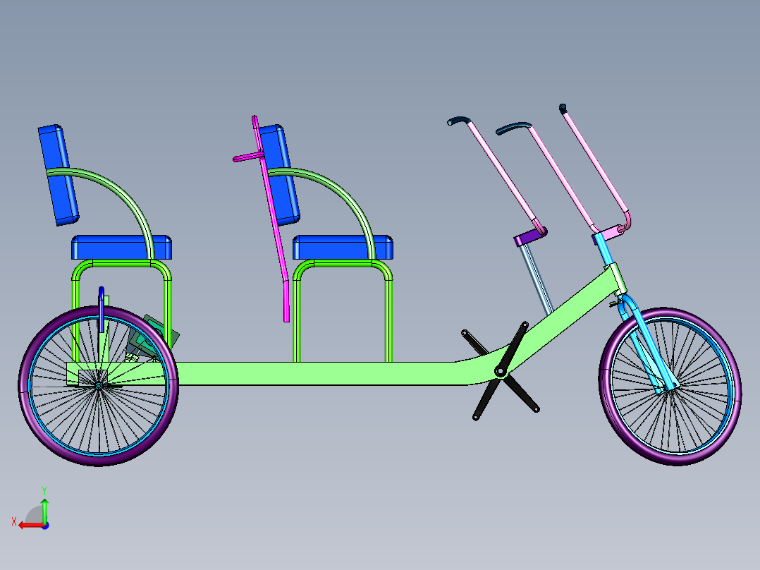 电动四轮休闲电动亲子自行车后视图