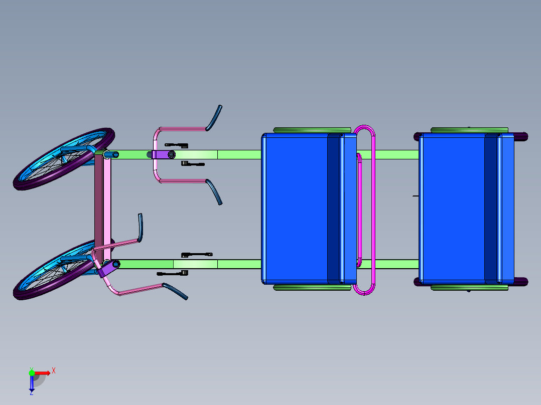 电动四轮休闲电动亲子自行车俯视图