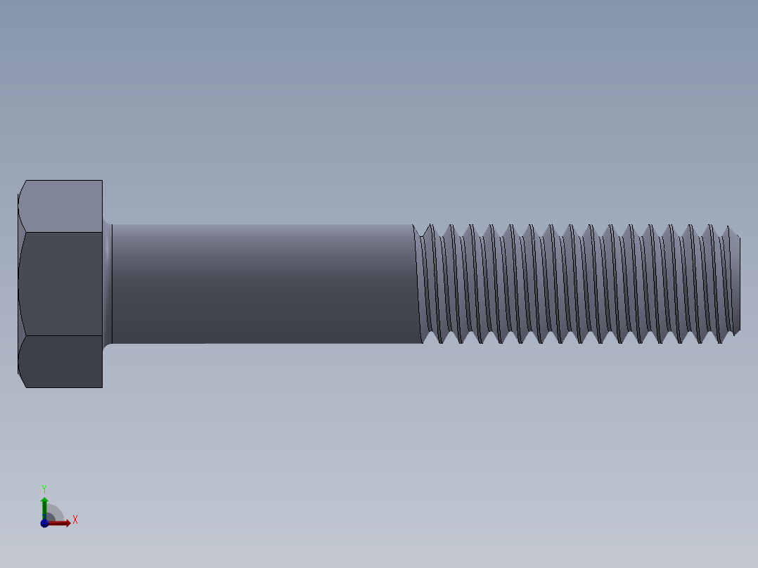UNC 六角螺栓-Hex Bolt 0.375-16 x 2.SLDPRT前视图