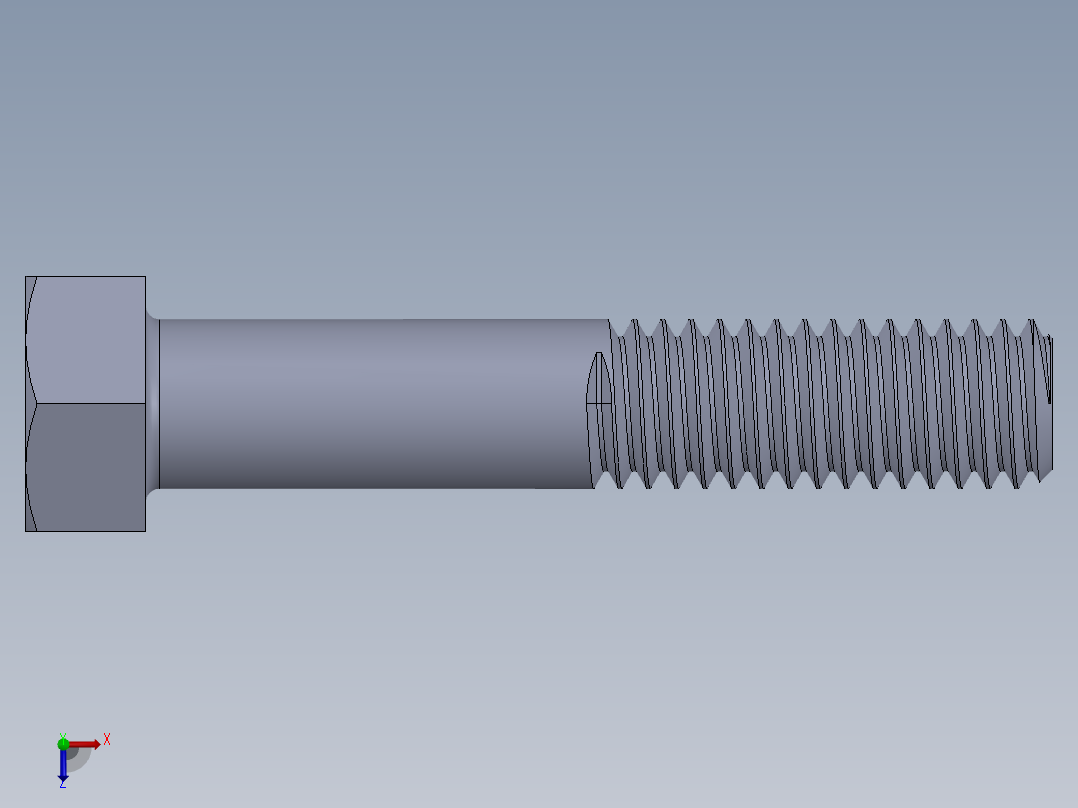 UNC 六角螺栓-Hex Bolt 0.375-16 x 2.SLDPRT俯视图
