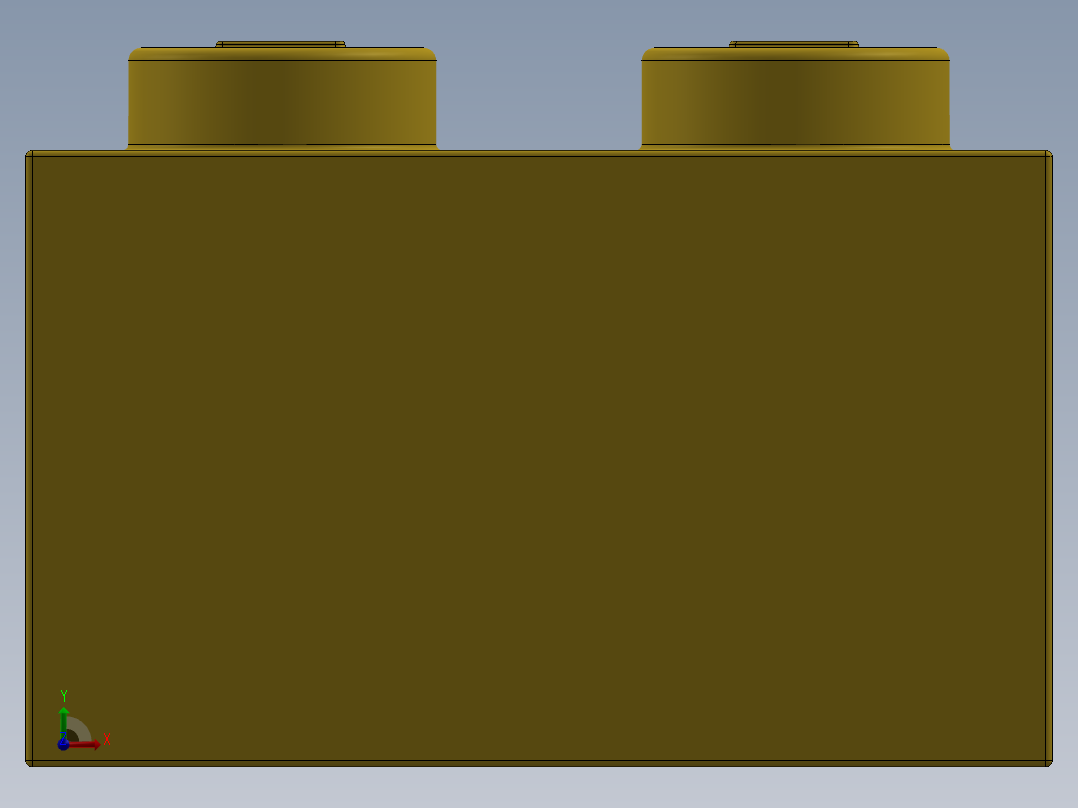 乐高套装 4421基本积木-300324 Bright Yellow Brick 2 x 2.SLDPRT前视图