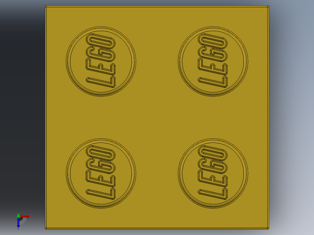 乐高套装 4421基本积木-300324 Bright Yellow Brick 2 x 2.SLDPRT俯视图