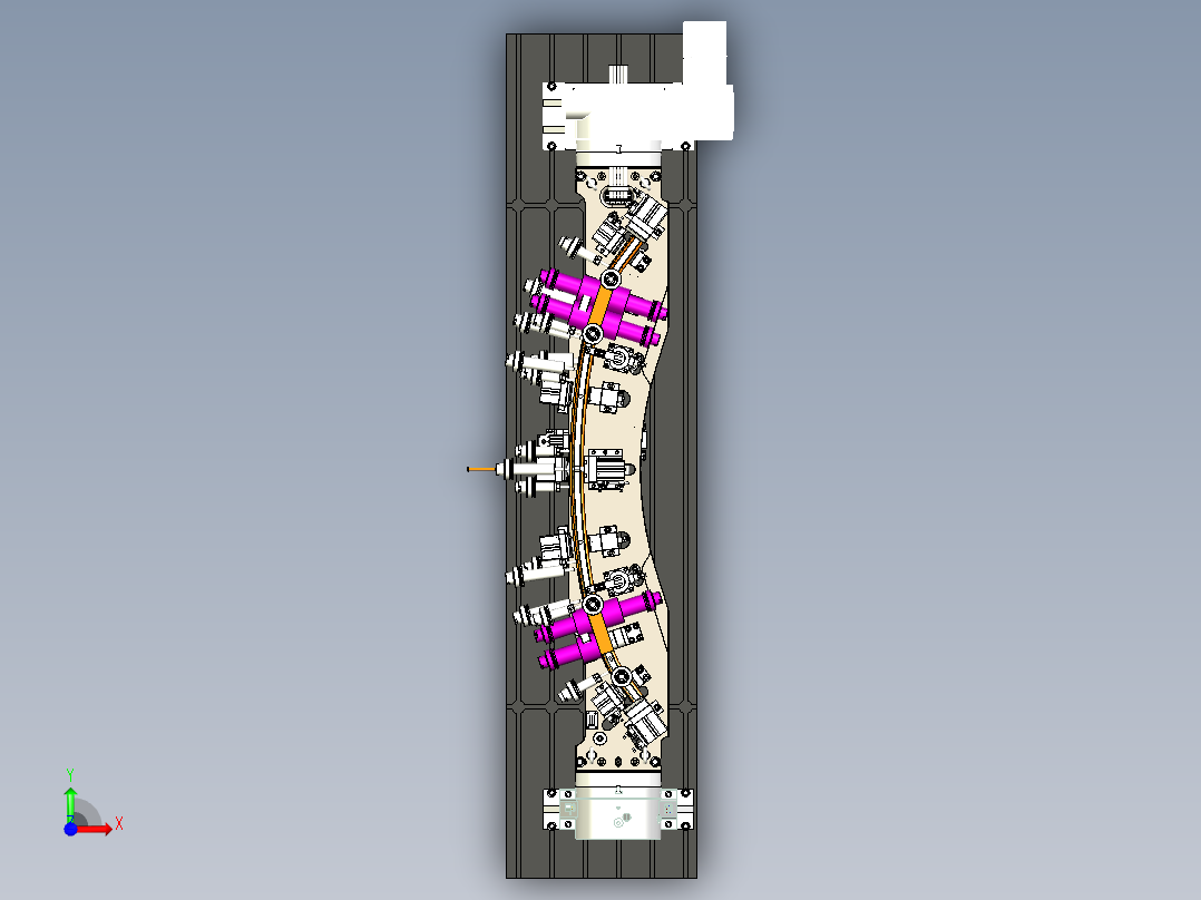 汽车防撞梁气动自动化夹具组装图_64前视图
