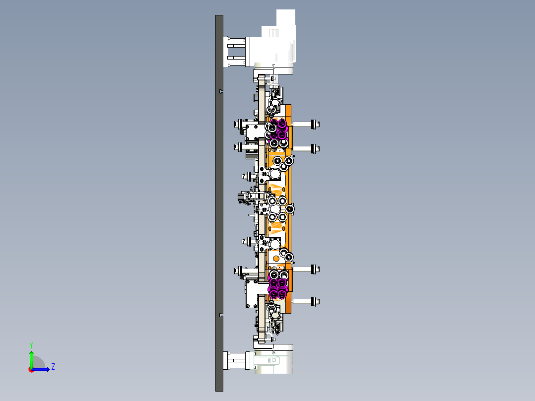 汽车防撞梁气动自动化夹具组装图_64左视图