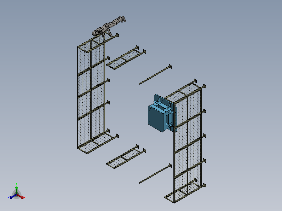 上纱筒自动化装配体正等轴测图