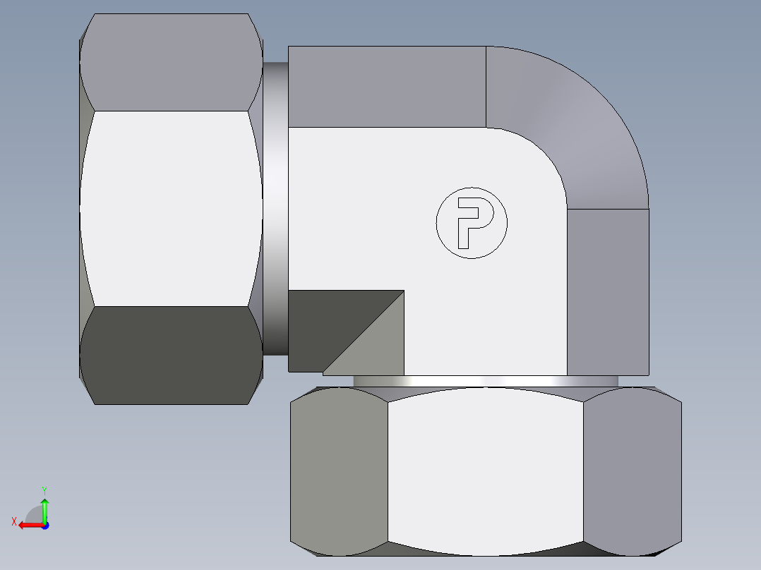 卡套式工业通用硬管接头EO_Swivel_nut_elbow_EW38ZSCF后视图