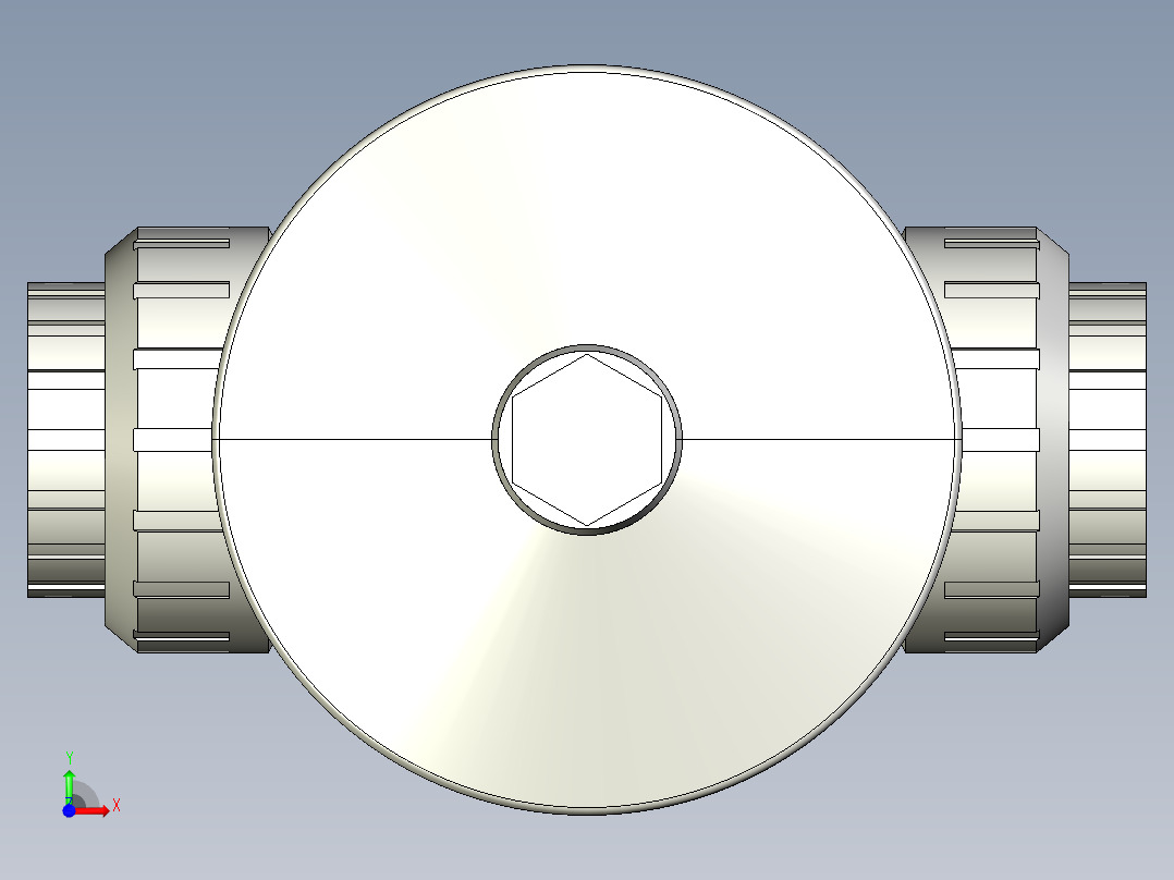 6DKMUFCCP NO-DA 气动隔膜阀、常开型双作用，BSP螺纹女性联盟结束，PVC-C系列前视图