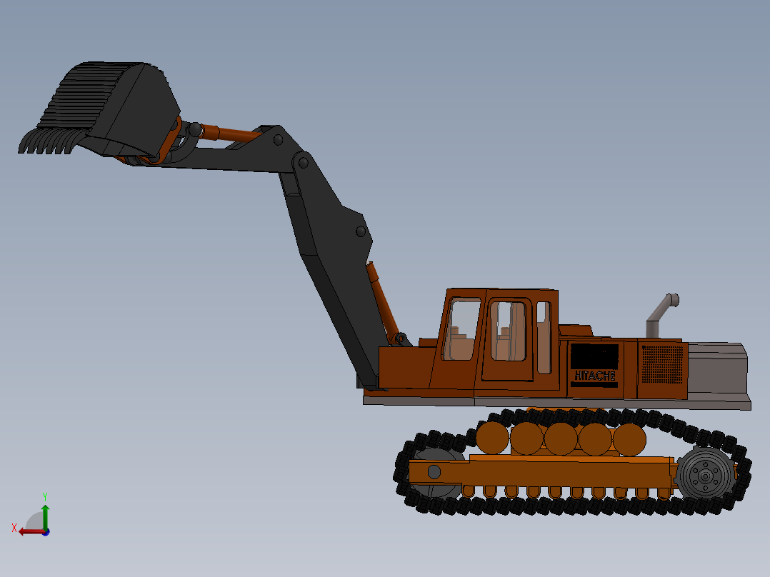 Excavator 3D model履带挖掘机后视图