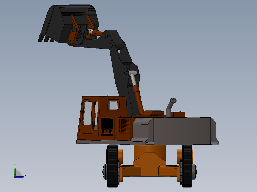 Excavator 3D model履带挖掘机左视图