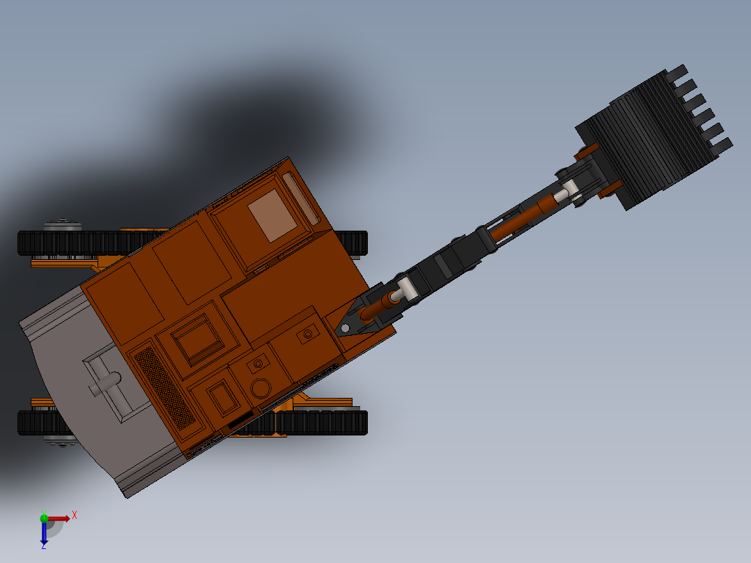 Excavator 3D model履带挖掘机俯视图