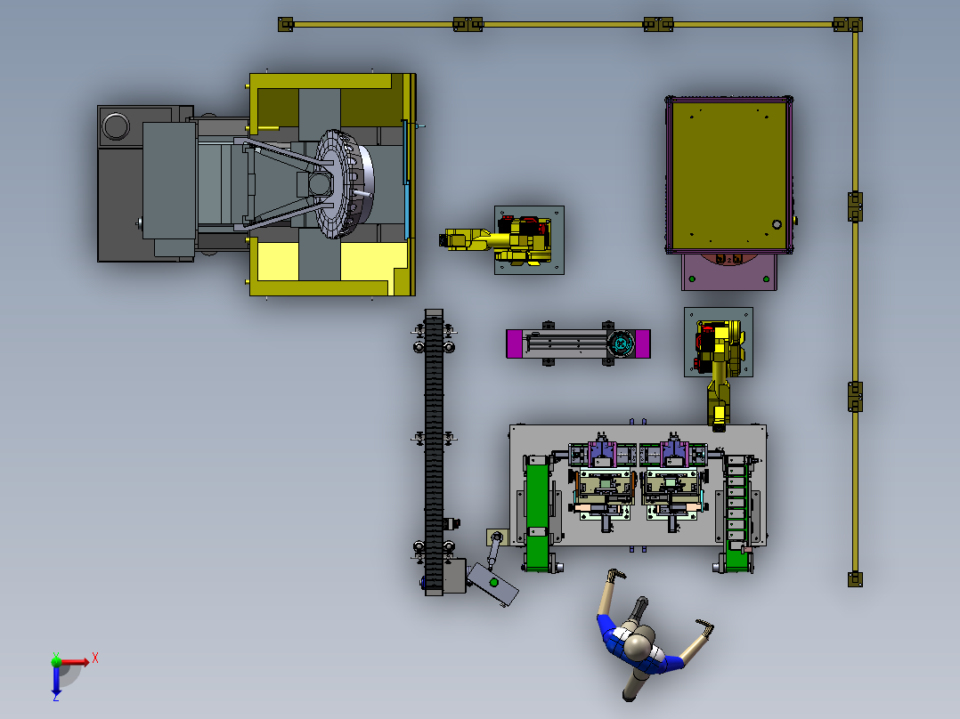 手机外壳加工打磨单元sw20俯视图