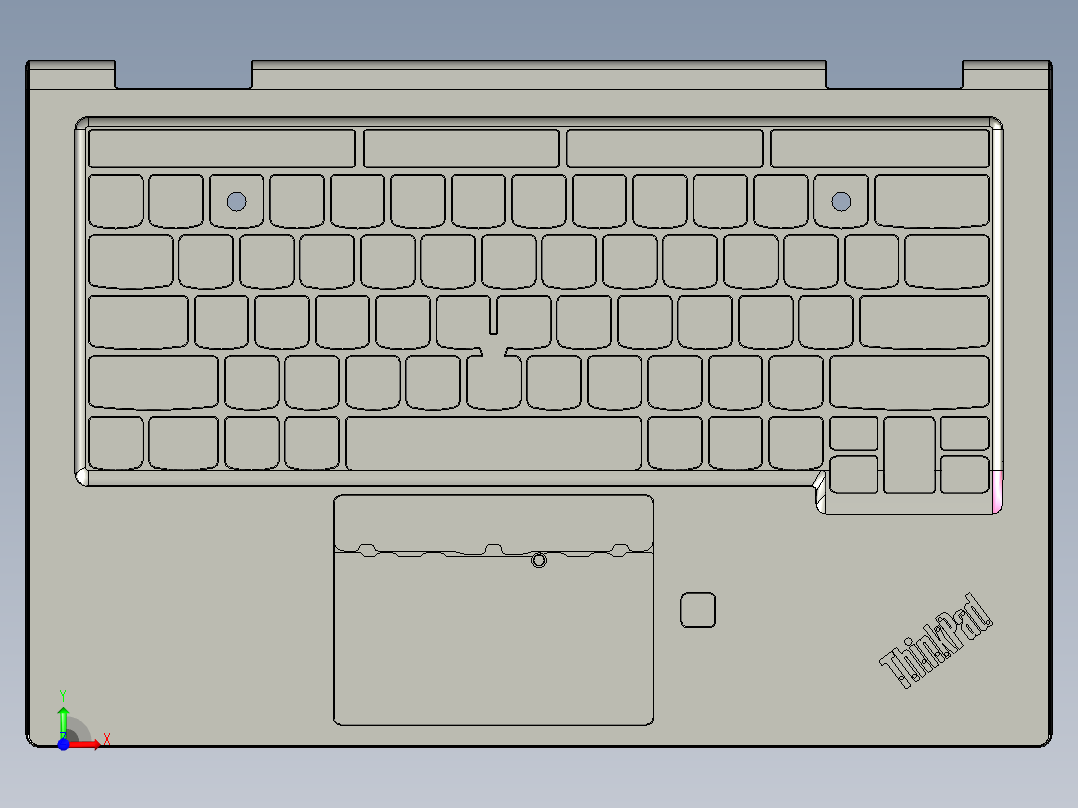 笔记本C壳铣键盘框UG程序模型前视图