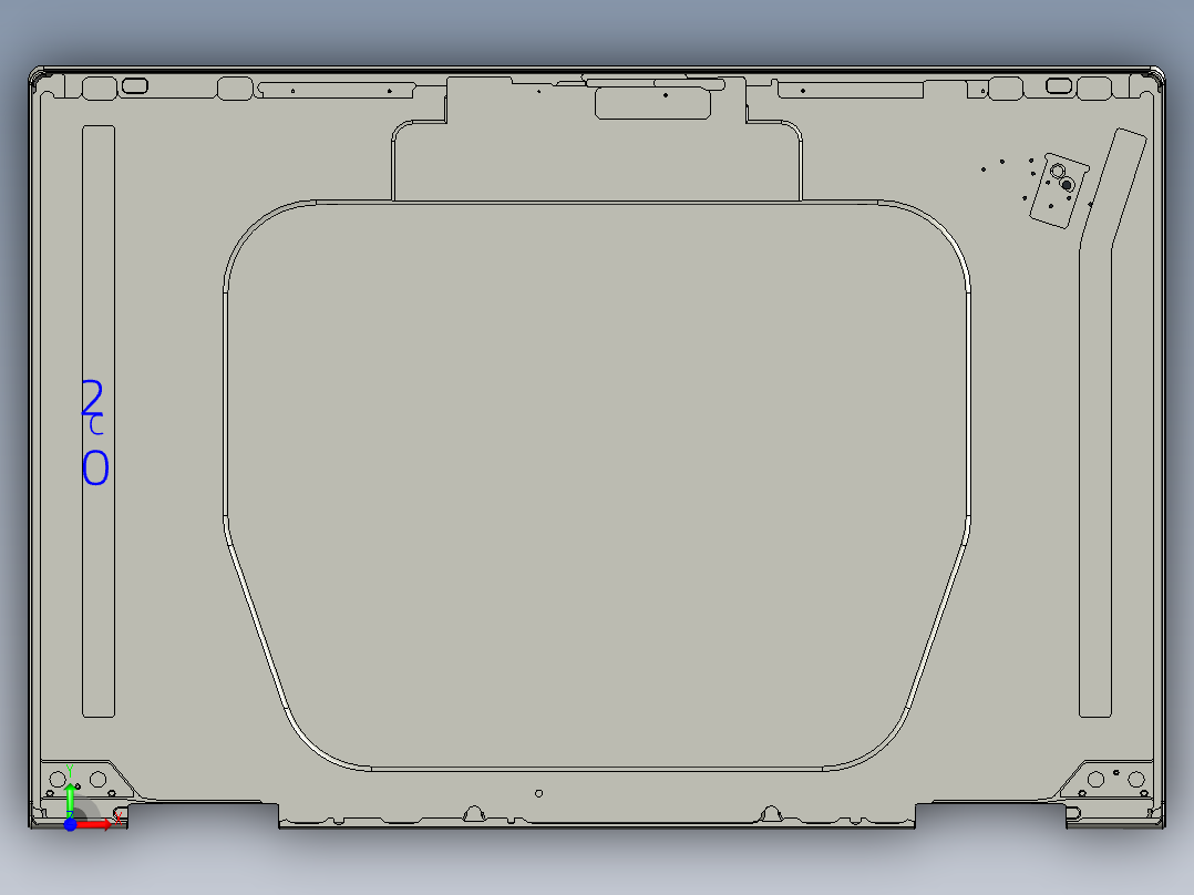屏幕外壳内腔清角UG程序模型前视图