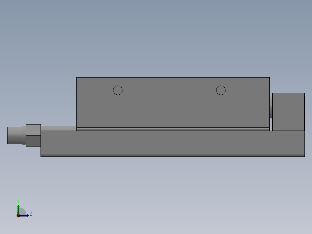 MXQ20 气动滑台（循环式直线导轨）双缸型[MXQ20A-40-ZH3]左视图