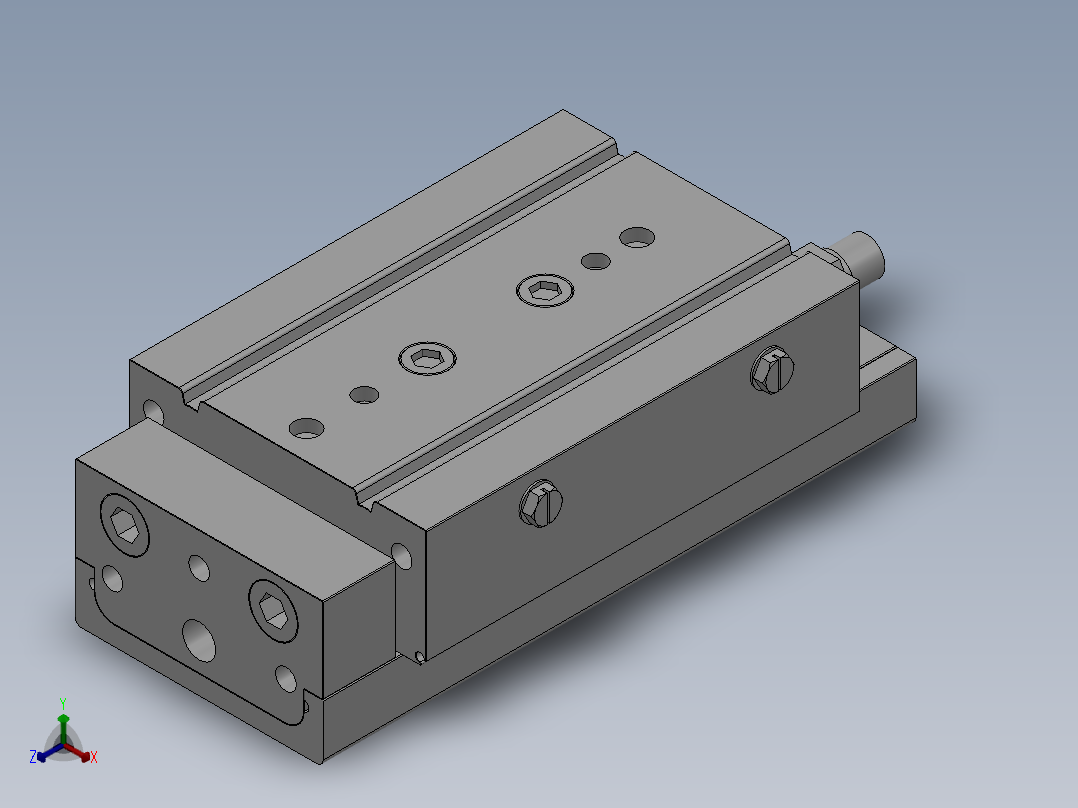 MXQ20 气动滑台（循环式直线导轨）双缸型[MXQ20A-40-ZH3]正等轴测图