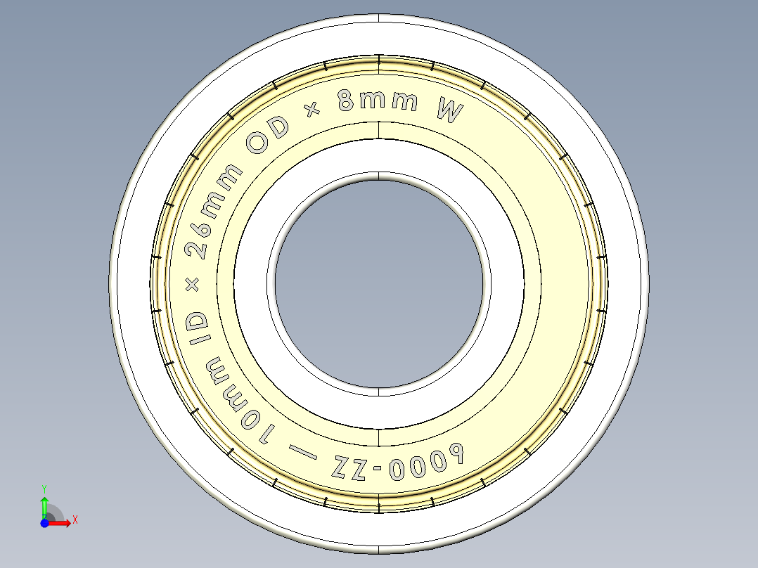 完整的公制6000-ZZ双屏蔽轴承库— SolidWorks和Step模前视图