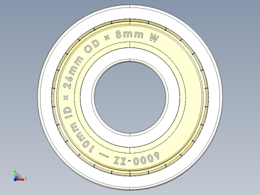 完整的公制6000-ZZ双屏蔽轴承库— SolidWorks和Step模前视缩略图