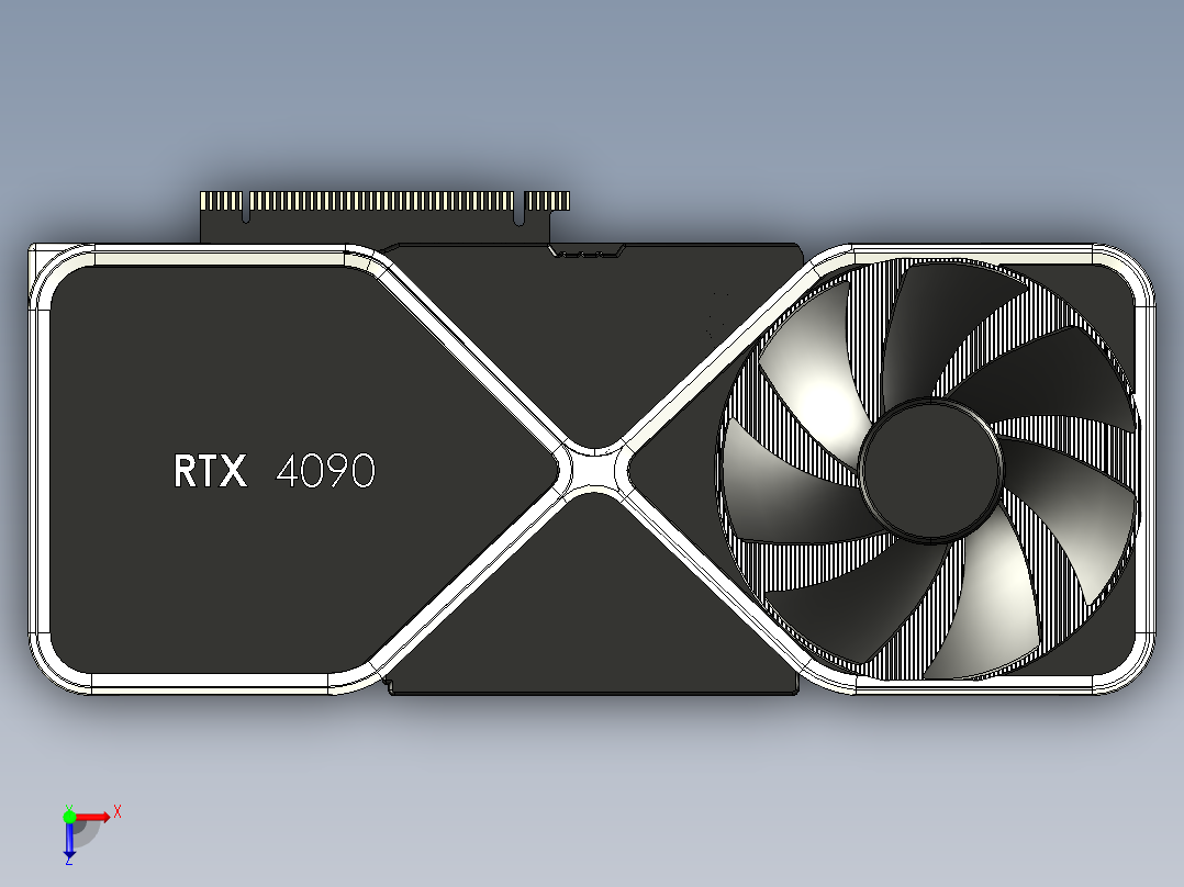 Nvidia RTX 4090 Founders Edition 简化版模型俯视图