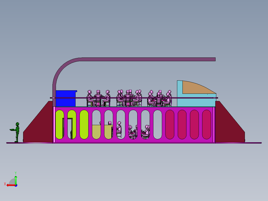 双层景观餐饮船后视图