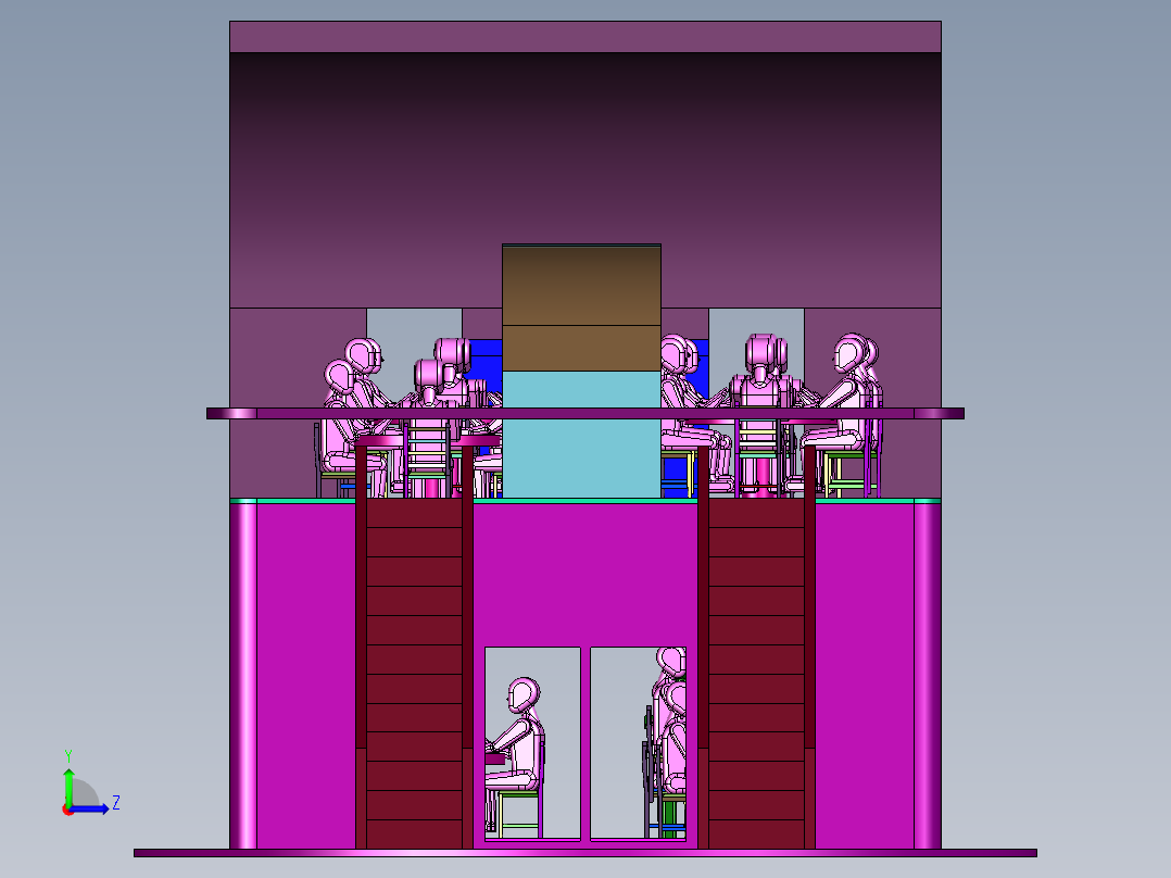 双层景观餐饮船左视图