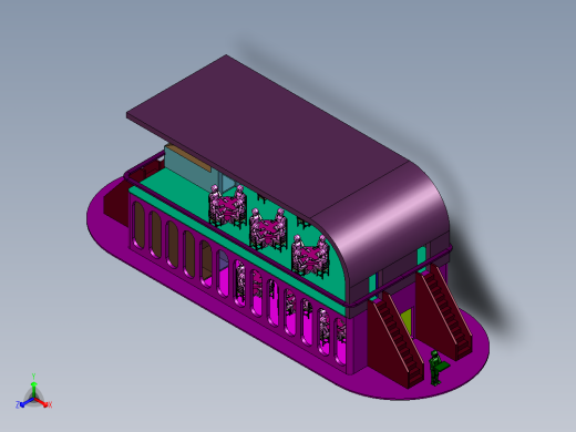 双层景观餐饮船正等轴测缩略图
