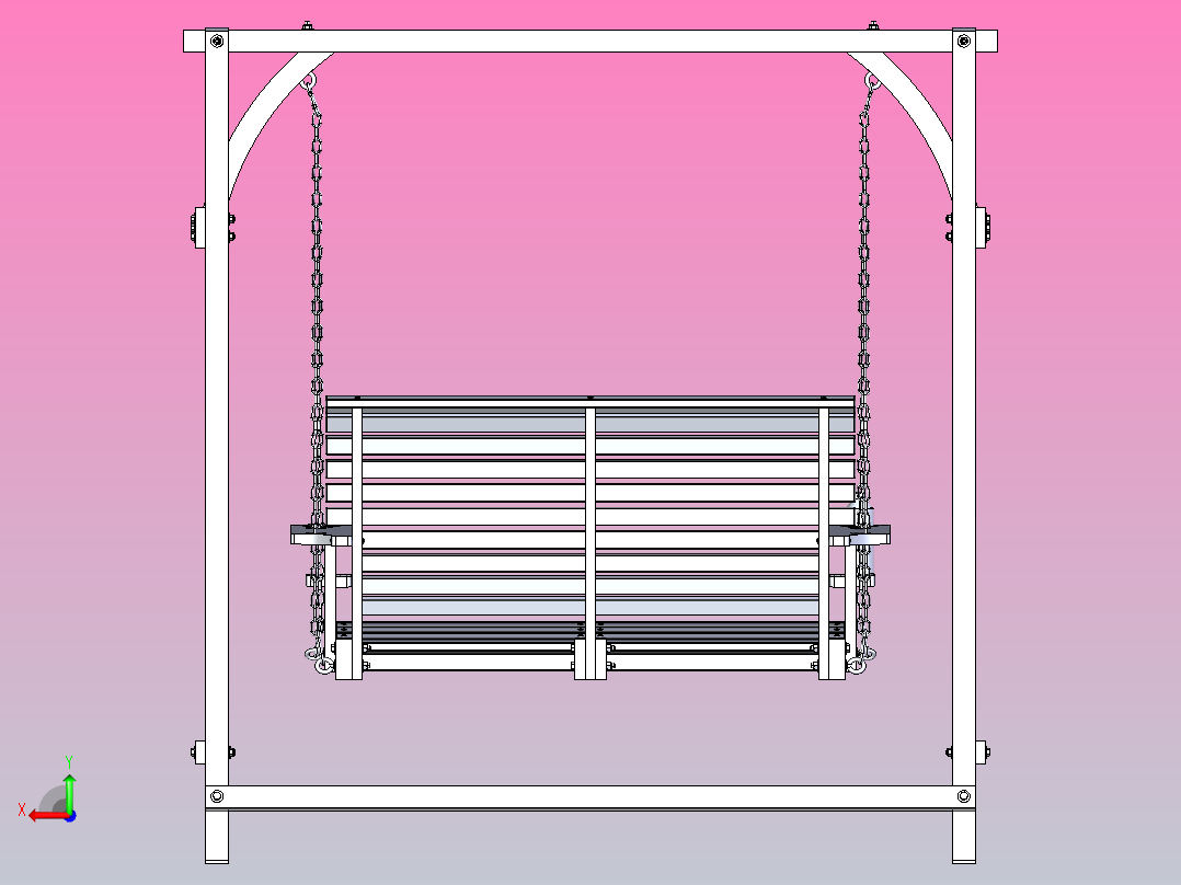 木质双人摇椅后视图